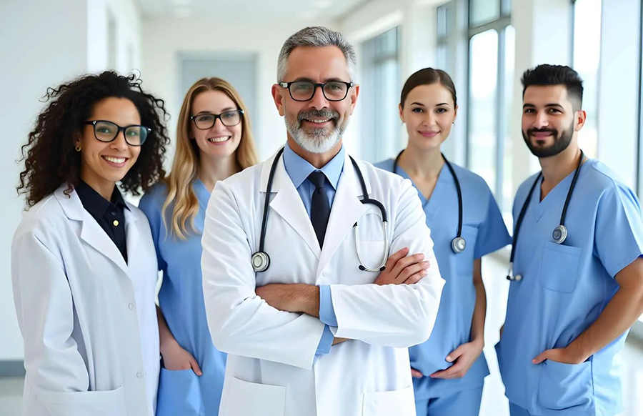 Foto de profissionais em gestão hospitalar